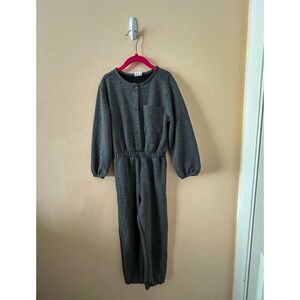 Zara Kids Charcoal Grey Ribbed Long Sleeve Jumpsuit Size 9 VGUC